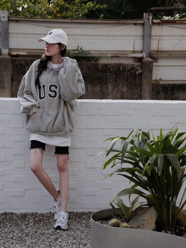 iNINE 滿滿韓味USA刷毛帽t 