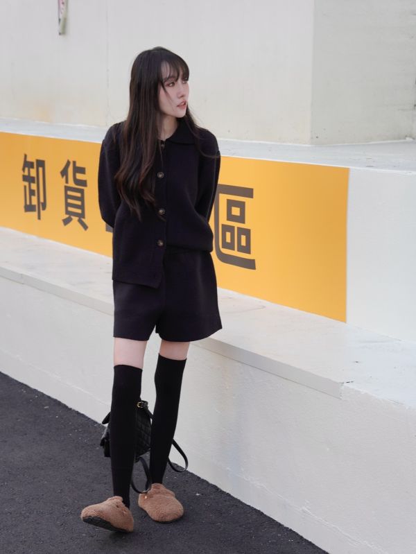 翻領언니針織套裝 