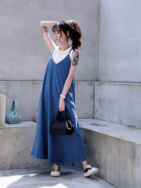 iNINE日式夏季牛仔傘裙 