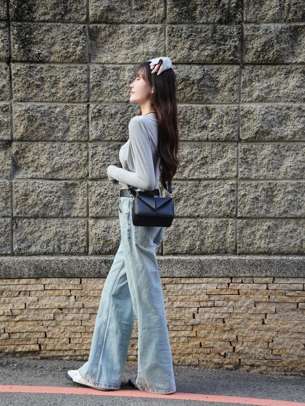 Bottom | 百搭之選附皮帶韓系歐膩微喇褲 