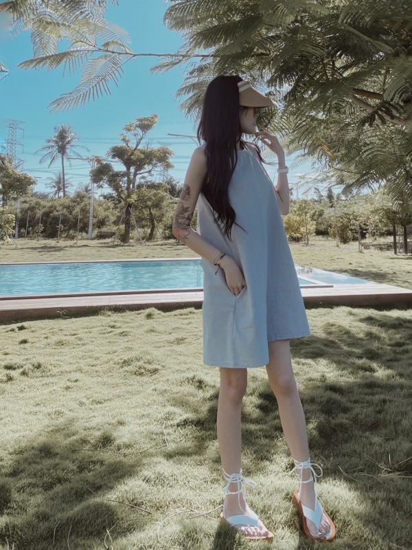 韓系草編無頂帽 