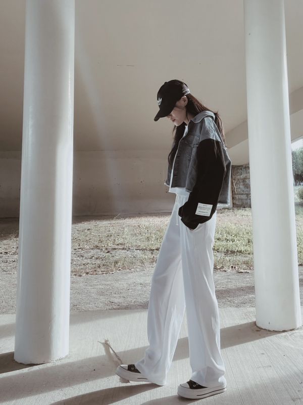 韓系拼接牛仔標籤短版外套 