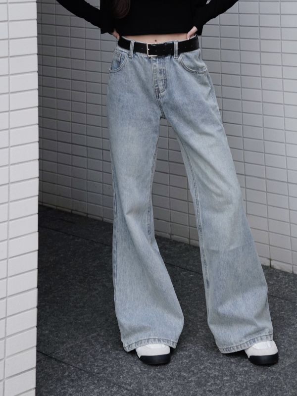 Bottom | 百搭之選附皮帶韓系歐膩微喇褲 