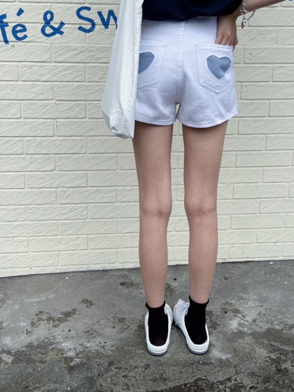 Bottom|雙心牛仔短褲 