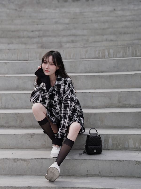 iNINE 小香風編織紋外搭 