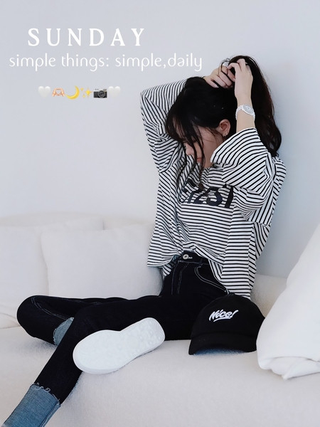 iNINE一週穿五天的百搭Fresh條紋長T 