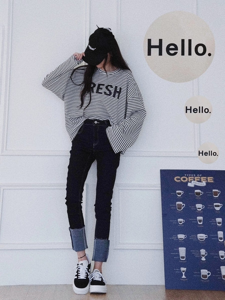 iNINE一週穿五天的百搭Fresh條紋長T 