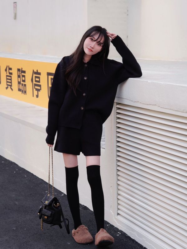 翻領언니針織套裝 