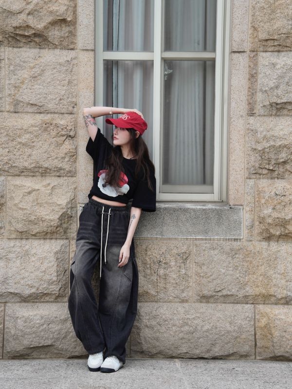 SET|瞪眼比熊T / 復古彎刀褲 