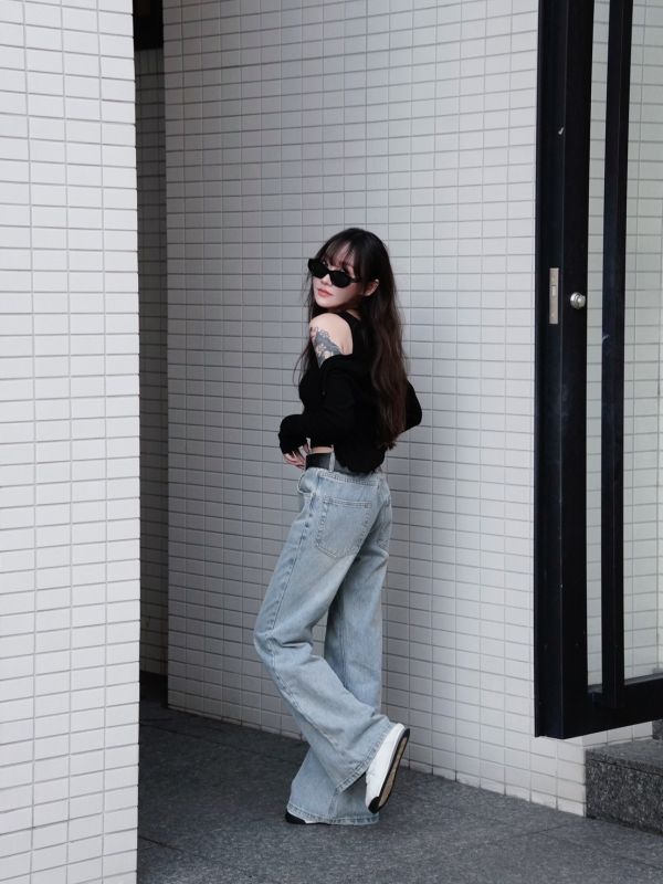 Bottom | 百搭之選附皮帶韓系歐膩微喇褲 