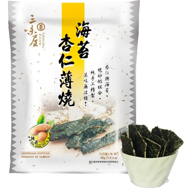 三味屋海苔杏仁薄燒40g-全素 