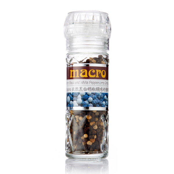 Macro天然黑白胡椒粒調味研磨罐45g-全素 