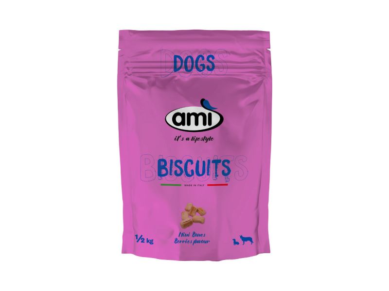 AMI Pet Biscuits berries阿米狗成犬餅乾(骨頭型)莓果500g-全素 