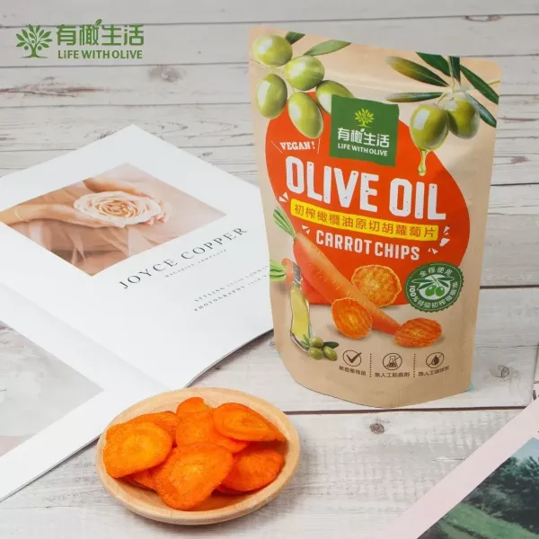 有橄生活初榨橄欖油原切胡蘿蔔片 50g-全素 