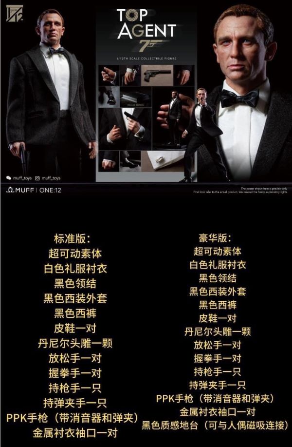 【史派克工廠】結單 預購23年12月 MUFF TOP AGENT 1/12 王牌特工丹叔 布衣 西裝 0811 MUFF TOP AGENT 1/12 王牌特工丹叔 布衣 西裝