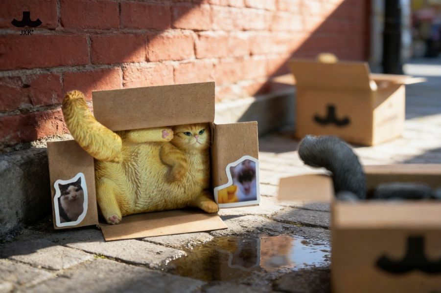 【史派克工廠】預購26年Q1 JXK 快遞貓5.0 Cardboard Box Cat 動物模型 4色 0122 JXK 快遞貓5.0 Cardboard Box Cat 動物模型 4色