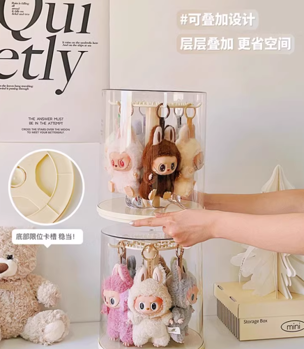 【史派克工廠】結單25年4月 labubu拉布布 哭娃 展示盒 旋轉防塵罩 搪膠展示架 公仔收納 0327 labubu拉布布 哭娃 展示盒 旋轉防塵罩 搪膠展示架 公仔收納