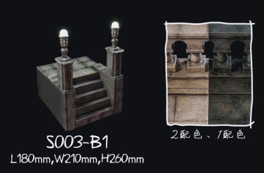【史派克工廠】結單免運25年Q2 模鏡工作室 1/12 樓梯模組場景 S003B1 灰色搭配雨漬塗裝 黃色塗裝 1220 模鏡工作室 1/12 樓梯模組場景 S003B1 灰色搭配雨漬塗裝 黃色塗裝