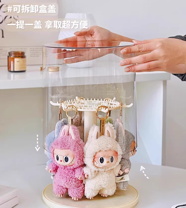 【史派克工廠】結單25年4月 labubu拉布布 哭娃 展示盒 旋轉防塵罩 搪膠展示架 公仔收納 0327 labubu拉布布 哭娃 展示盒 旋轉防塵罩 搪膠展示架 公仔收納