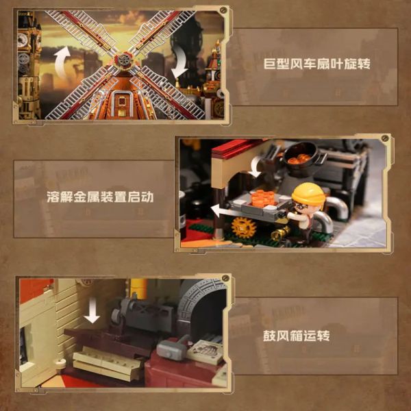 【史派克工廠】預購25年9月 拼奇 蒸氣龐克系列 風車工坊 收藏積木 0825 拼奇 蒸氣龐克系列 風車工坊 收藏積木