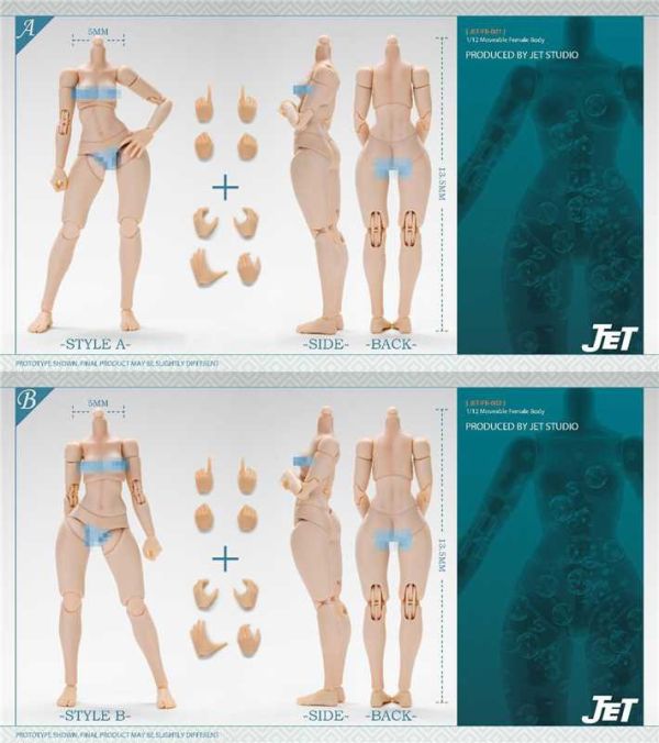 【史派克工廠】結單25年Q3 JET STUDIO 1/12 可動女性素體 A款大胸部 B款小胸部 0619 JET STUDIO 1/12 可動女性素體 A款大胸部 B款小胸部