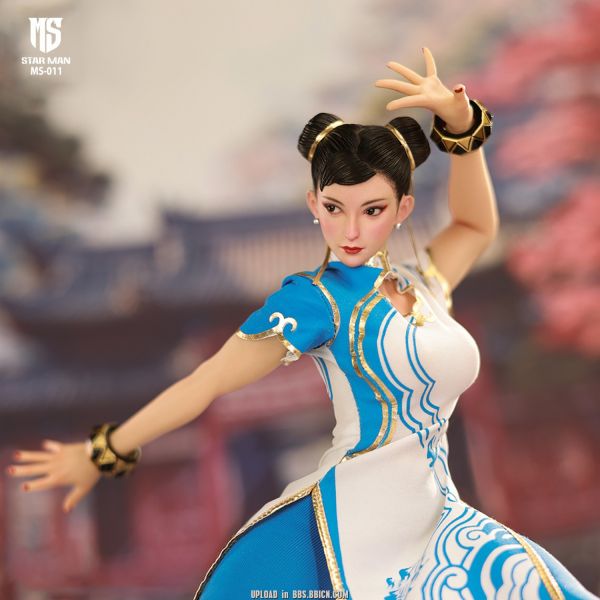 【史派克工廠】結單免運25年Q1 STAR MAN 1/6 快打旋風 春麗 女格鬥家 藍色雲紋白旗袍版MS-011 1112 STAR MAN 1/6 快打旋風 春麗 女格鬥家 藍色雲紋白旗袍版MS-011