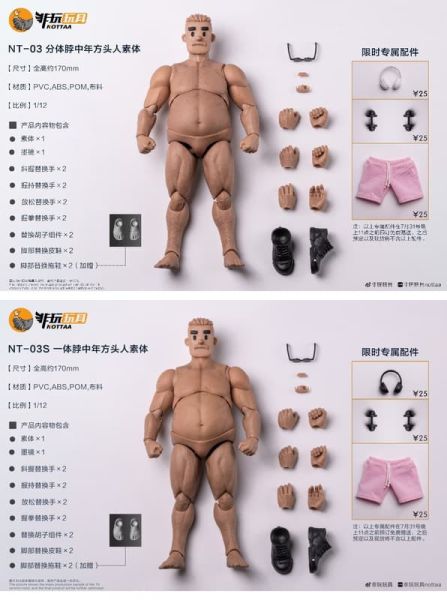 【史派克工廠】結單25年Q4 非玩玩具 NT-03 中年方頭人1/12 素體 可動 不含特典 0808 非玩玩具 NT-03 中年方頭人1/12 素體 可動