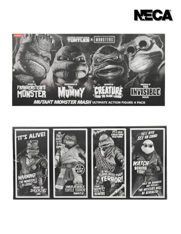 【史派克工廠】結單預購24年9月 NECA 7吋 環球怪物 忍者龜 黑白色 4入組 可動人偶 0830 NECA 7吋 環球怪物 忍者龜 黑白色 4入組 可動人偶