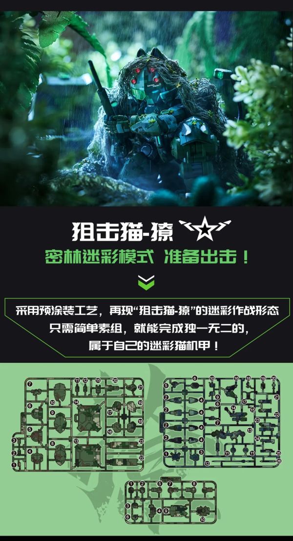 【史派克工廠】結單 預購免運24年8月 鐵嘯 1/60 貓型機甲02 密林迷彩預塗版 C.A.T-02 獠 0628 鐵嘯 1/60 貓型機甲02 密林迷彩預塗版 C.A.T-02 獠