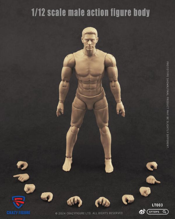 【史派克工廠】結單 預購免運24年Q4 CRAZY FIGURE 1/12 可動男素體 LT003 0726 CRAZY FIGURE 1/12 可動男素體 LT003