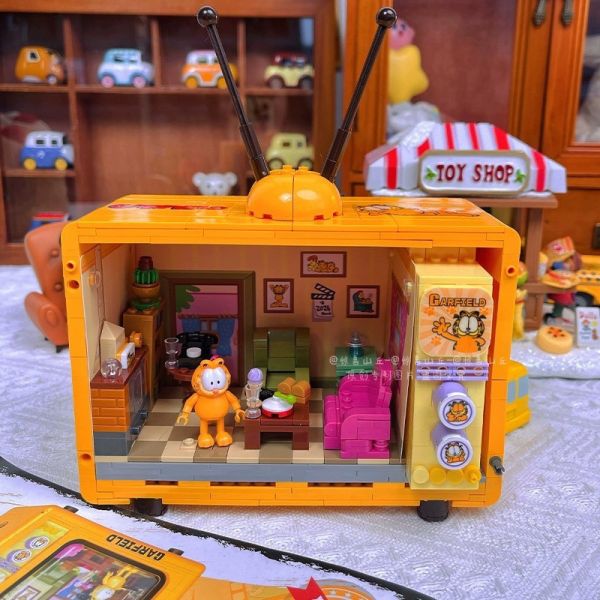 【史派克工廠】現貨免運 不挑盒 貝樂迪 正版授權 加菲貓 電視機 積木 0620 貝樂迪 正版授權 加菲貓 電視機 積木