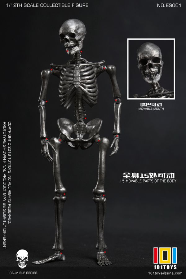 【史派克工廠】結單預購24年Q4 101TOYS 1/12 NO.ES001 掌上精靈系列 骷髏骨架素體 銀色原色 0815 101TOYS 1/12 NO.ES001 掌上精靈系列 骷髏骨架素體 銀色原色