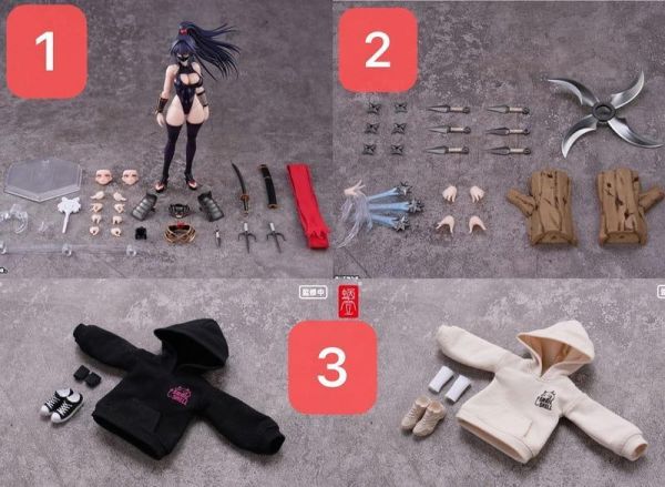 【史派克工廠】結單 免運Q2 蝸之殼 女忍者 裂風 & 專用配件包 & 印花連帽衛衣套裝 黑/白色 1007 蝸之殼 女忍者 裂風 & 專用配件包 & 印花連帽衛衣套裝 黑/白色