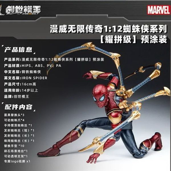 【史派克工廠】結單 預購免運24年6月 創世模王 鋼鐵蜘蛛人 IRON SPIDER 1/12 預塗裝拼裝模型 0530 創世模王 鋼鐵蜘蛛人 IRON SPIDER 1/12 預塗裝拼裝模型