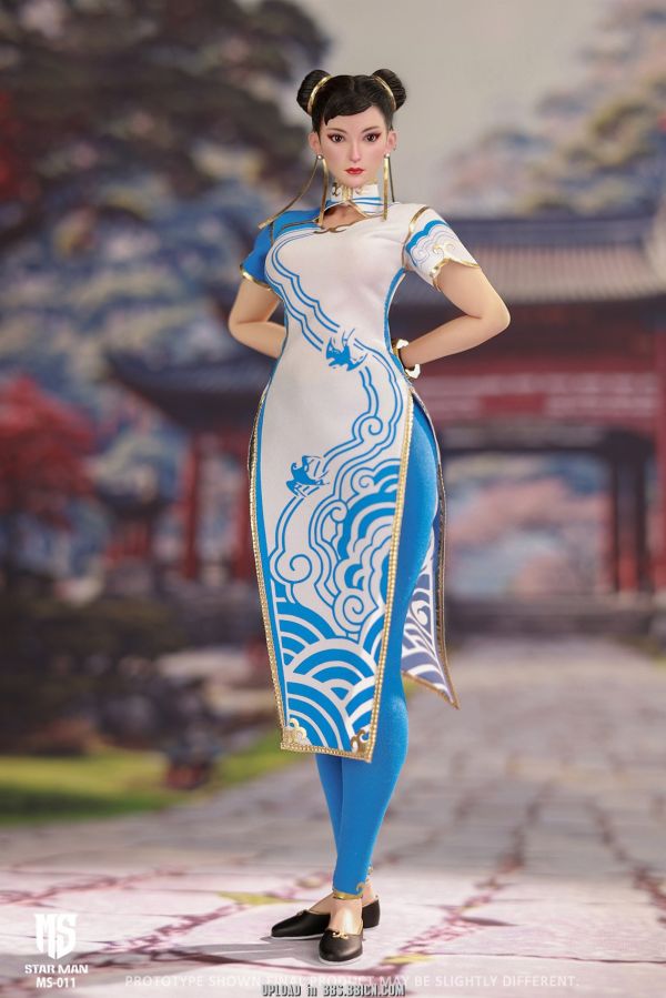 【史派克工廠】結單免運25年Q1 STAR MAN 1/6 快打旋風 春麗 女格鬥家 藍色雲紋白旗袍版MS-011 1112 STAR MAN 1/6 快打旋風 春麗 女格鬥家 藍色雲紋白旗袍版MS-011