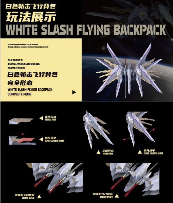 【史派克工廠】結單預購免運24年10月 模核造物 1/100 MG 白色 飛行斬擊背包 翅膀改件 組裝模型 0911 模核造物 1/100 MG 白色 飛行斬擊背包 翅膀改件 組裝模型