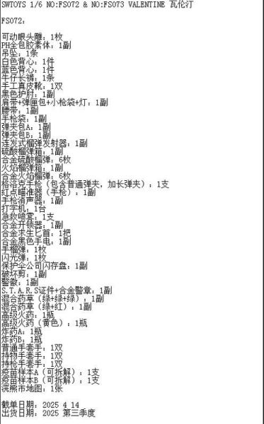 【史派克工廠】結單免運25年Q3 SWTOYS 1/6 吉爾 吉兒 瓦倫汀 標準版FS072 0411 SWTOYS 1/6 吉爾 吉兒 瓦倫汀 標準版FS072