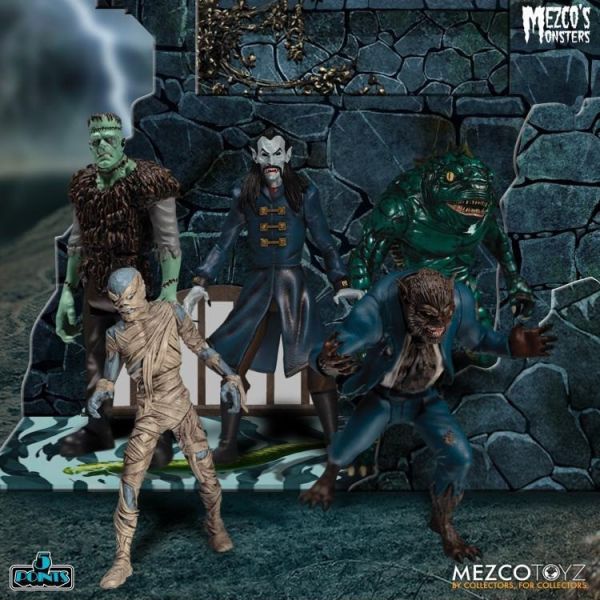 【史派克工廠】現貨 MEZCO 環球影城 怪物 5人套裝 科學怪人 狼人 可動人偶 MEZCO 環球影城 怪物 5人套裝 科學怪人 狼人 可動人偶