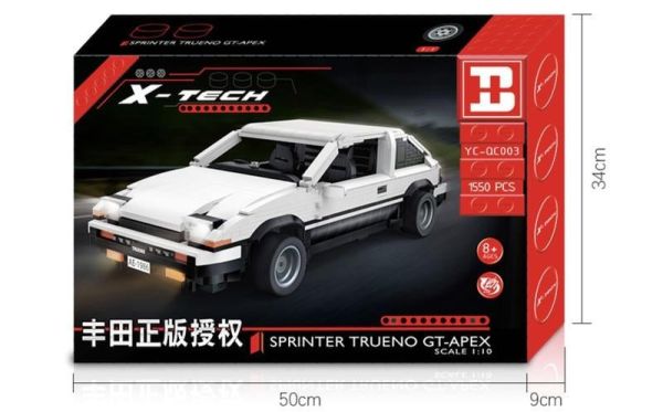 【史派克工廠】(現貨)不挑盒 YC-QC003D 豐田授權 頭文字Ｄ AE86 樂高式積木 1:10 超商須拆盒 YC-QC003D 豐田授權 頭文字Ｄ AE86 樂高式積木 1:10 超商須拆盒