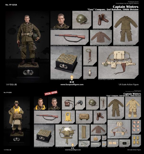 【史派克工廠】預購免運Q4 臉譜模玩 1/6 二戰美軍空降師E連隊長 FP025A 標準 FP025B 豪華 0319 臉譜模玩 1/6 二戰美軍空降師E連隊長 FP025A 標準 FP025B 豪華