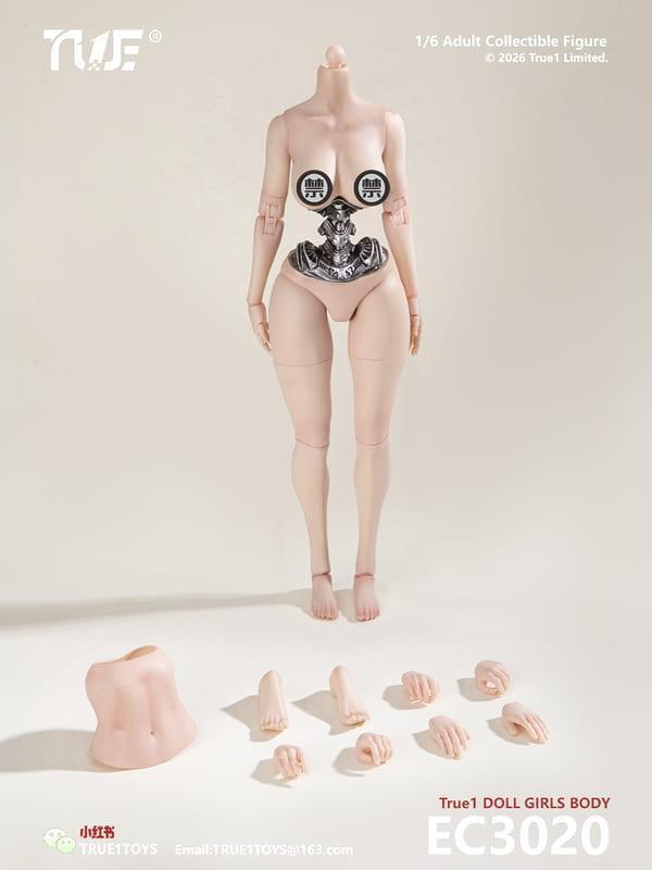【史派克工廠】預購免運26年Q4 True1Toys 1/6 半機械式可動女素體 白肌色 中胸 & 大胸 0812 True1Toys 1/6 半機械式可動女素體 白肌色 中胸 & 大胸