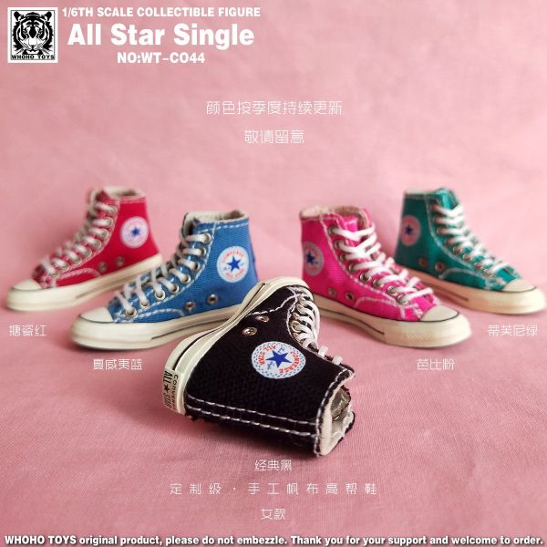 【史派克工廠】結單預購24年12月 WHOHO TOYS 1/6 All Star手工帆布高筒鞋 WT-CO44女款 0830 WHOHO TOYS 1/6 All Star手工帆布高筒鞋 WT-CO44女款