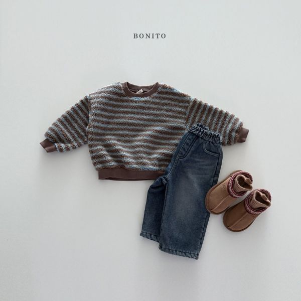 羊羔毛條紋上衣｜2COLORS 