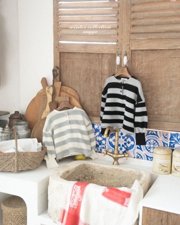 寬條紋編織上衣｜2COLORS 