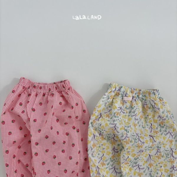 LALALAND｜草莓&花花輕薄縮口褲 