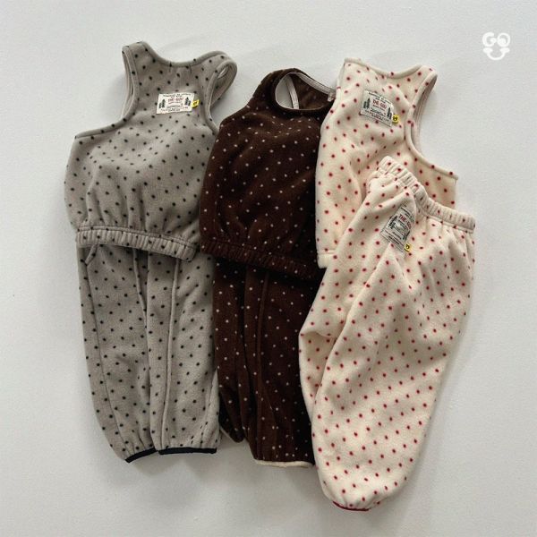 復古波點套裝(背心+褲子)｜3COLORS 