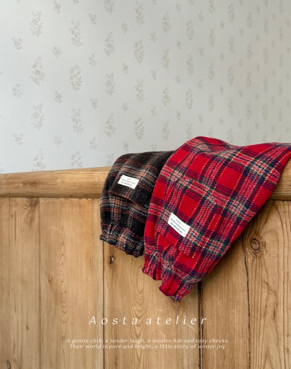 格紋鬆緊長褲｜2COLORS 