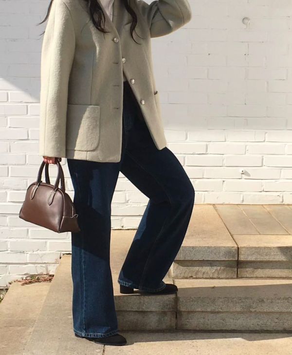 75%羊毛質感無領西外｜米 