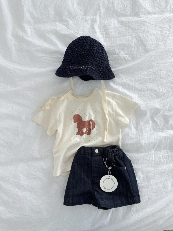 DIGREEN｜棕色小馬棉質短TEE 