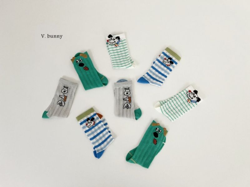綠色吐舌頭狗狗透氣襪襪組(4入)｜SET 